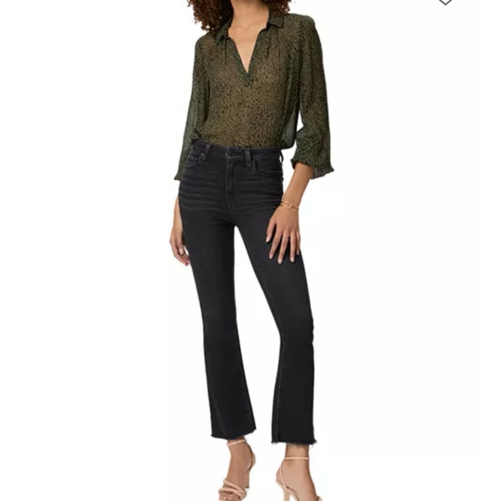 PAIGE Claudine Black Slight Flare Ankle Jeans
